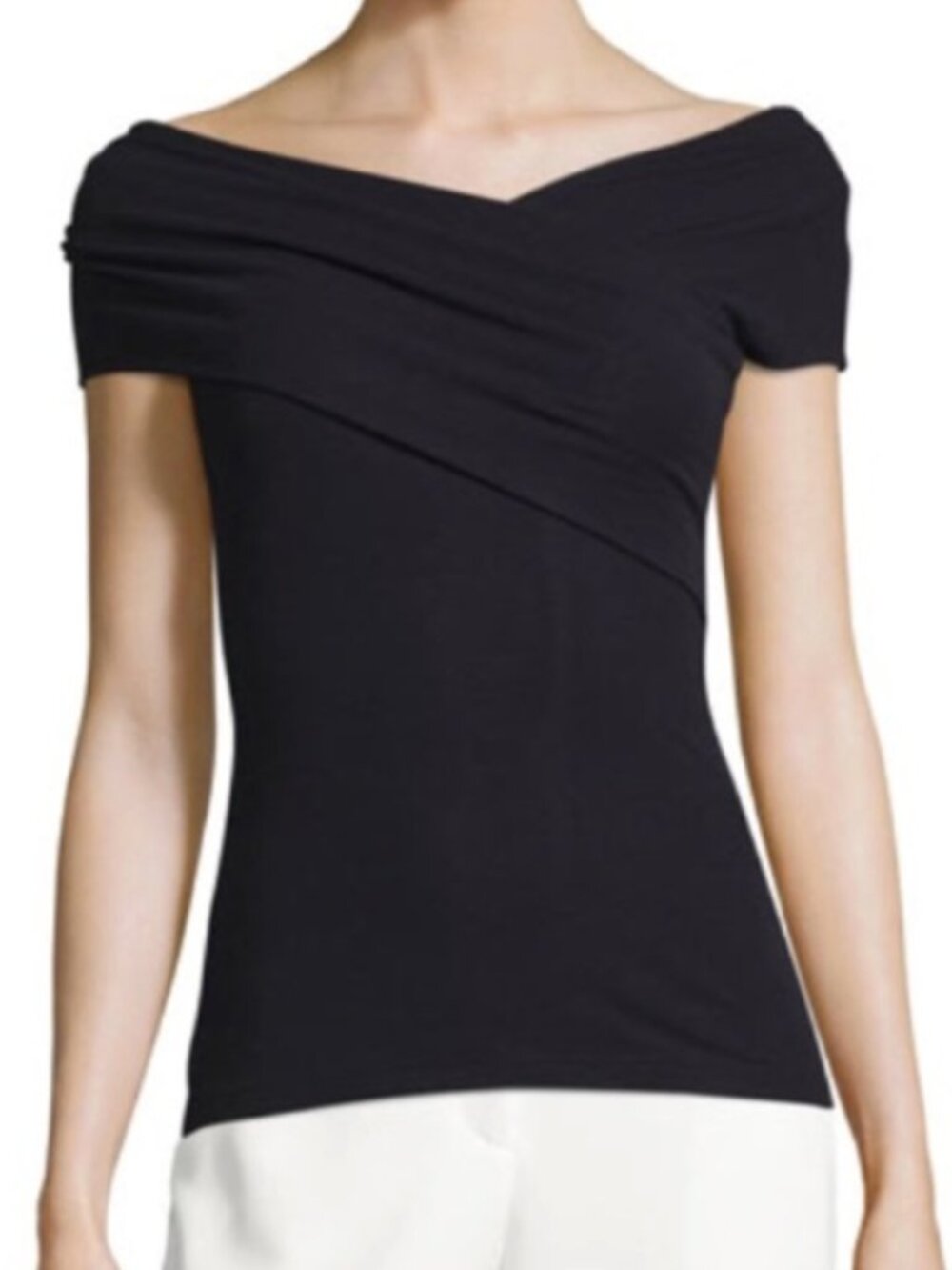 Theory Kellay Classic Tee Black Pima Cotton Off Shoulder Top S